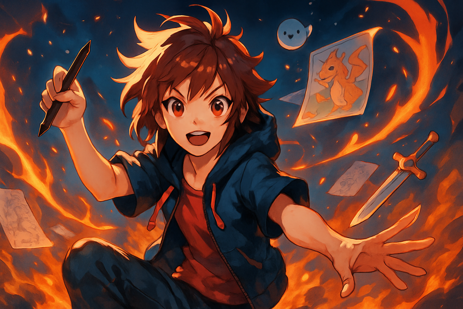 hero illustration of playful anime styled personal indie game illustrator named